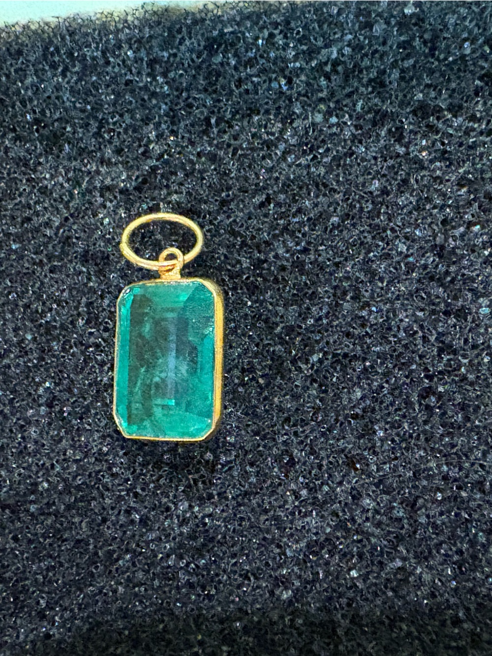 18k Gold Emerald  Pendant Charm